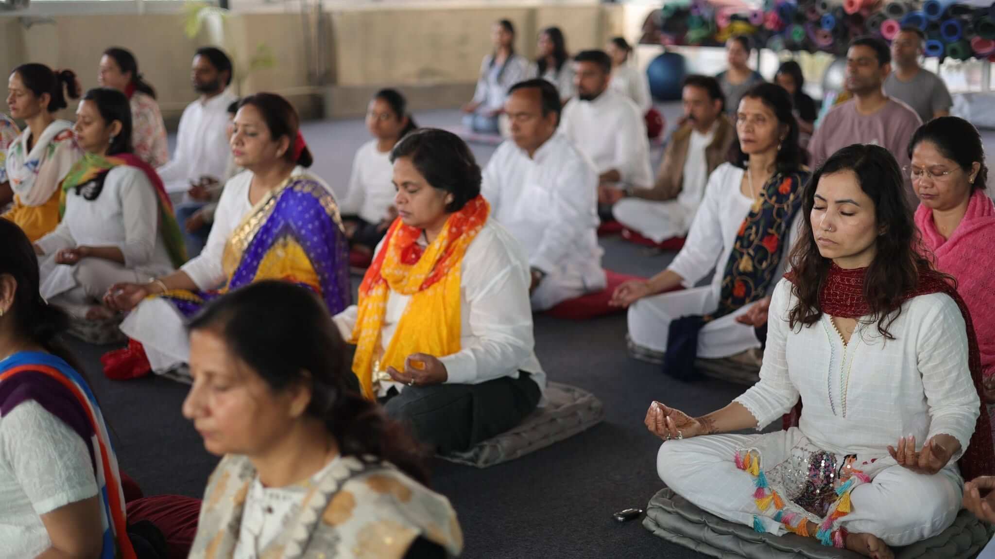 Guided meditation session at Doon Yog Peeth, a meditation center in Dehradun